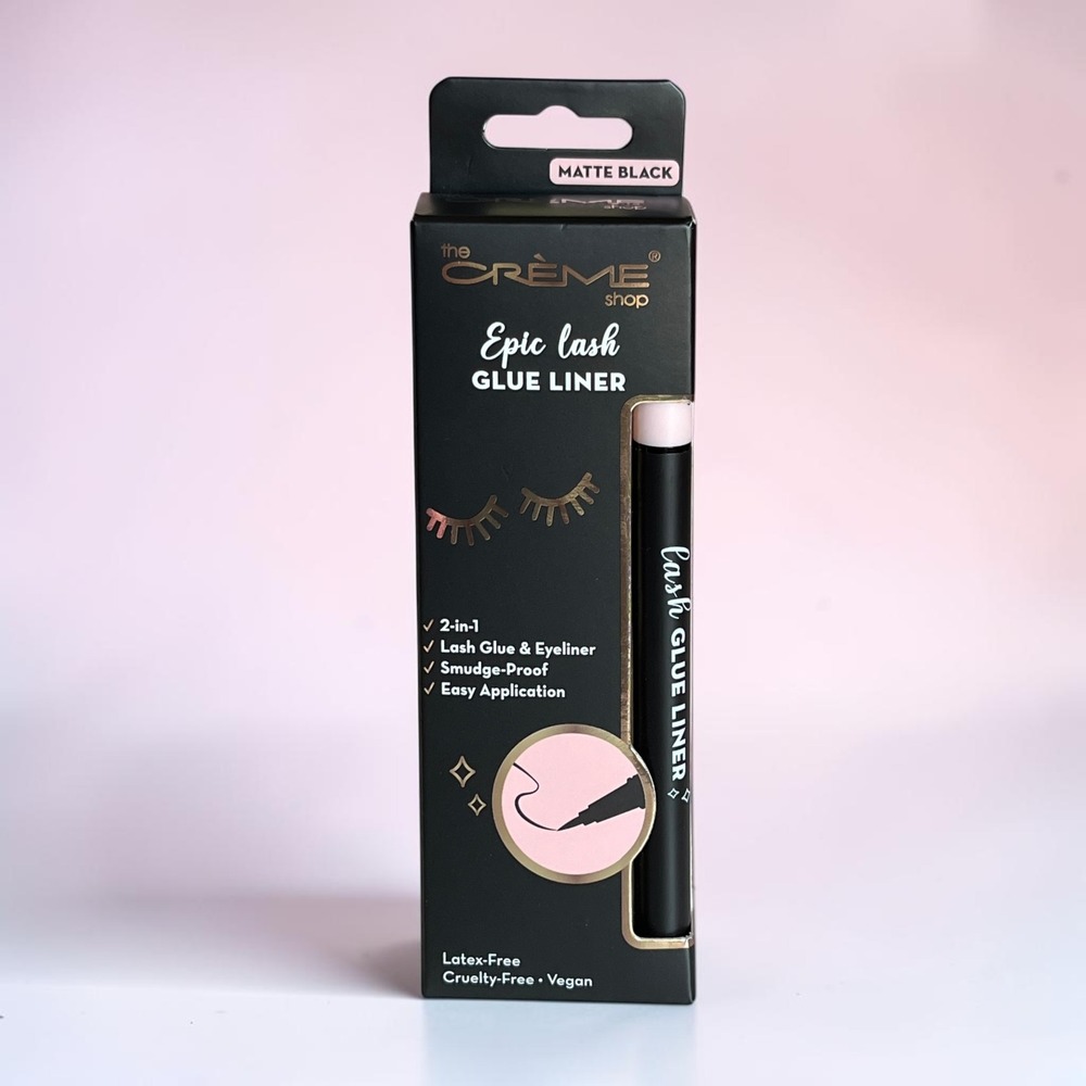 The Crème Shop 2-in-1 Epic Lash Glue Eyeliner Matte Black New Smudge-Proof